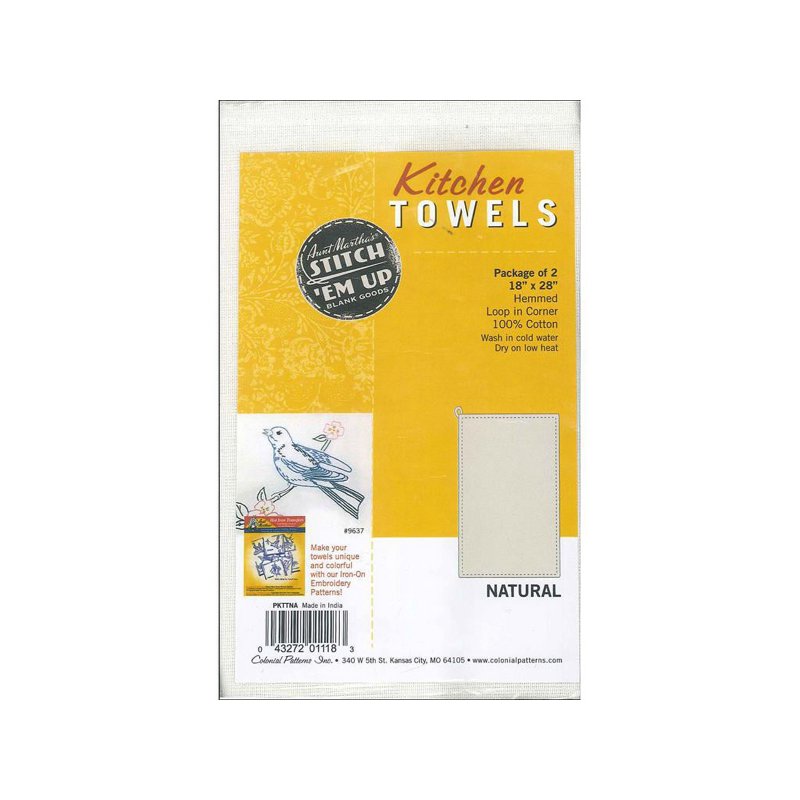 Natural Cotton Kitchen Towels - 18" x 28", 2 Pack
