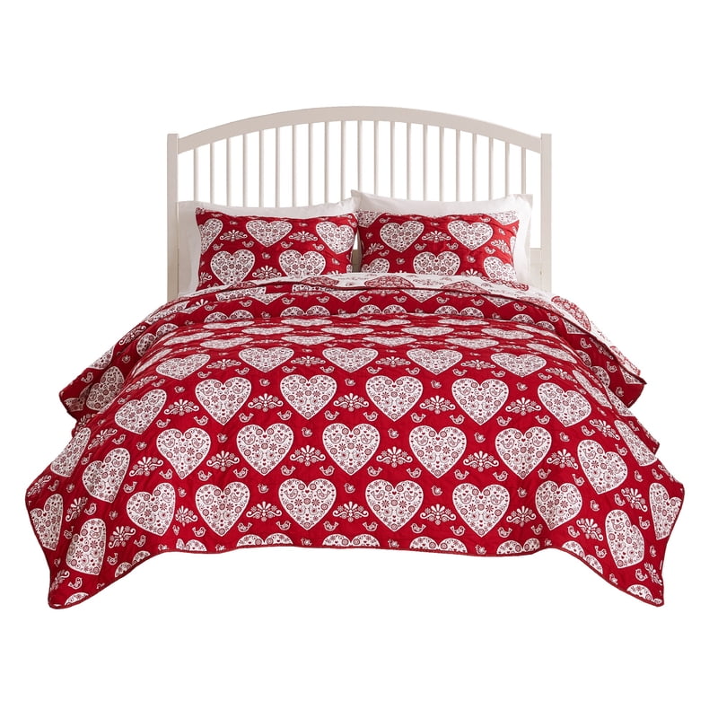 Twin Lovebirds Reversible Holiday Coverlet Set - Greenland Home Fashions
