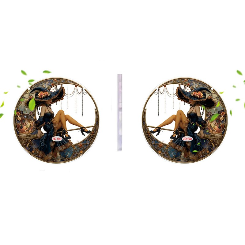 Halloween Witch Acrylic Suncatcher Window Hanging with Crystal Pendant - Decor_O