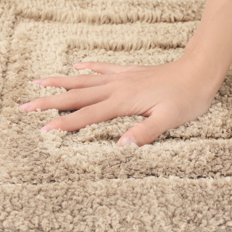 Non-Slip Plush Bath Mat 16x24 Inches Microfiber Rug Khaki - Absorbent & Fast-Drying
