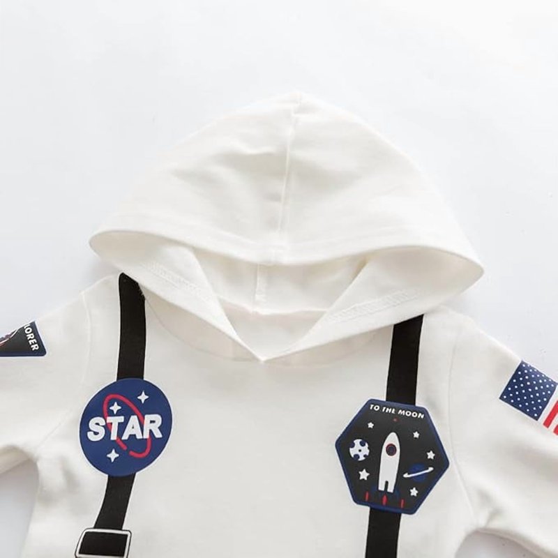 Baby Toddler Astronaut Cotton Onesie Hooded Romper - White, 12 Months