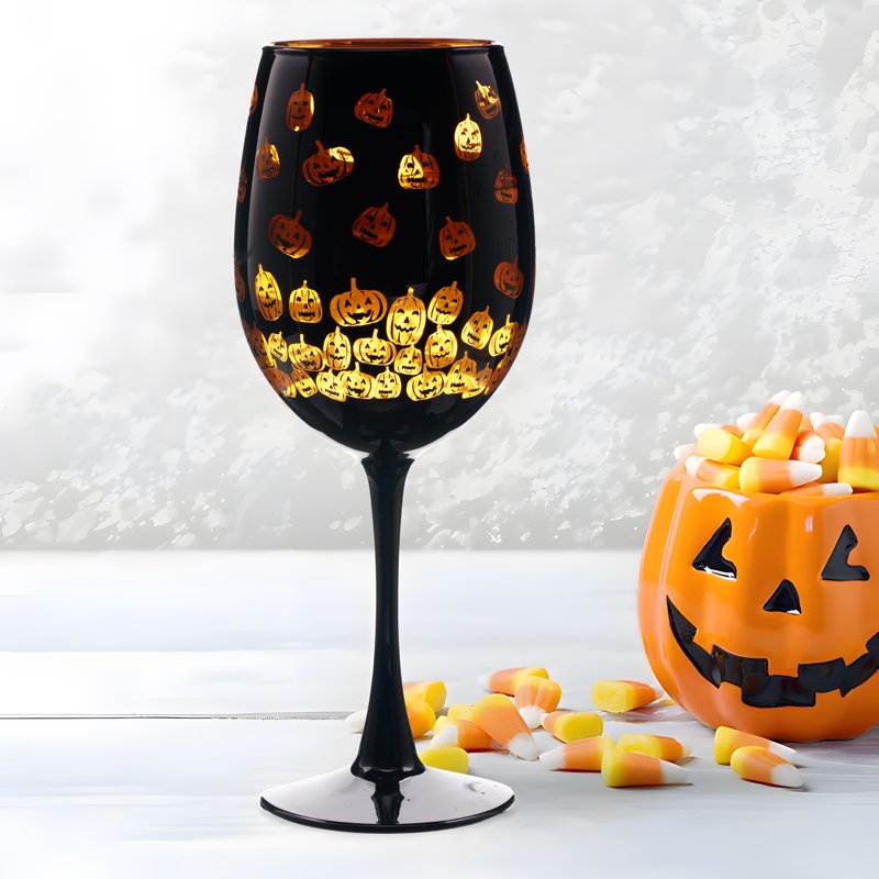 Halloween Two Tone Wine Glass - Pumpkin Design