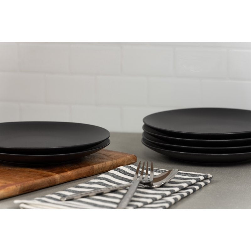 Wazee Matte Salad Plate Set of 6 - Black