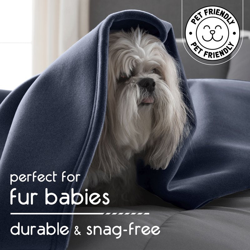 Full/Queen Frost Blue All-Season Fleece Throw Blanket - Cozy Bed & Couch Layering