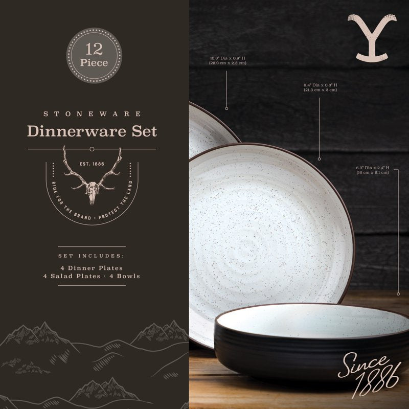Ceramic Dinnerware Set - 12-Piece Rustic Charm