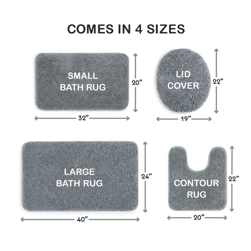 Mainstays Polyester Contour Bath Rug - Grey, 20 x 22 Inches, Non-Slip