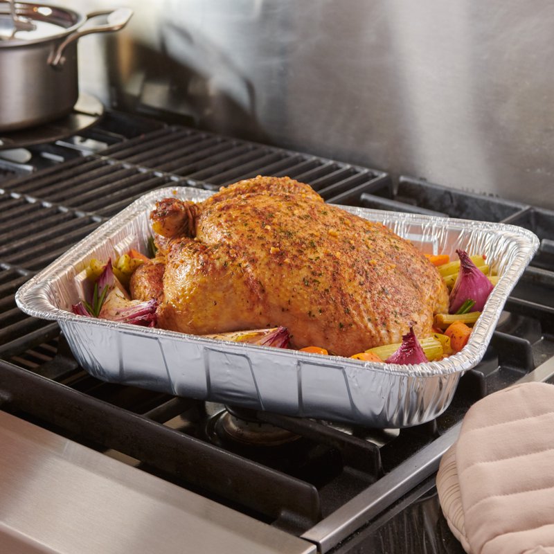 Disposable Roasting Pans with Lids - 2 Count, 6 Pound Capacity