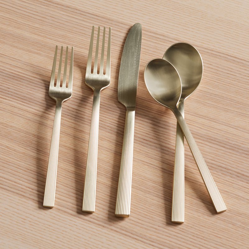 Stainless Steel Serving Spoon - River Gold Finish, Single