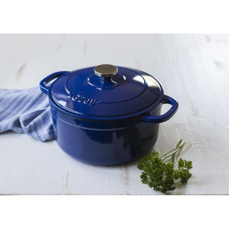 Enameled Cast Iron Dutch Oven 5.5qt - Indigo Blue