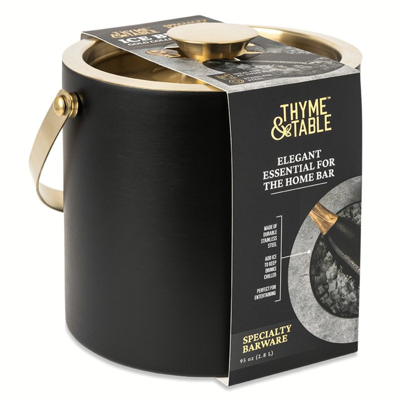 Stainless Steel Ice Bucket - 2 Pack with Gold Accents