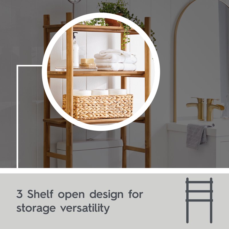 Better Homes & Gardens Springwood Over-the-Toilet Space Saver Cabinet - Light Honey, 3 Shelves