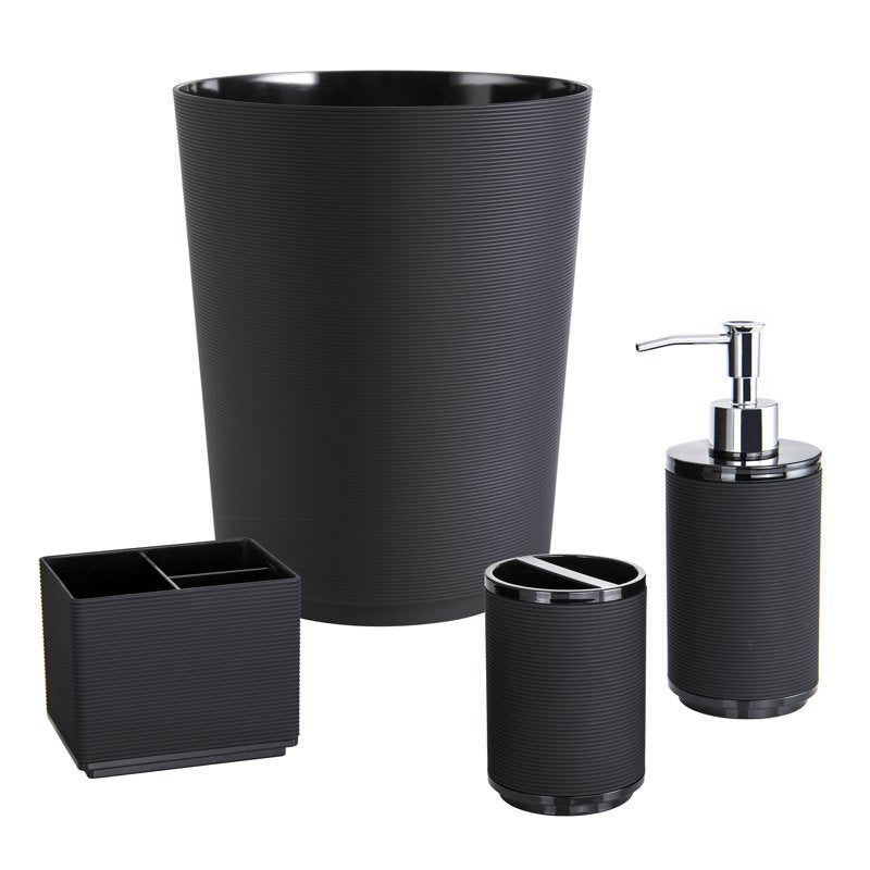 Bathroom Toothbrush Holder for Adults and Kids - Black Plastic