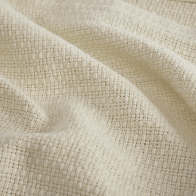 Home Essence Knit Freshspun Basketweave Cotton Blanket - Full/Queen, Beige, 90x90 - Variation of THIS listing