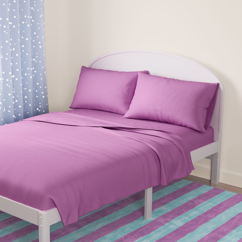 Kids Microfiber Bed Sheet Set Queen Vibrant Orchid 4 Pieces
