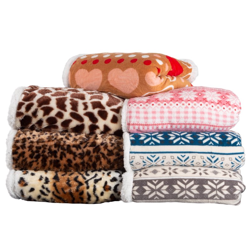 Reversible Pink and White Snowflake Fleece Blanket - 50x60 Throw for Couch & Bed
