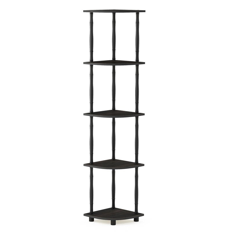 Furinno 11.6"W x 11.6"D x 57.7"H 5-Tier Decorative Shelves, Black - Easy Assembly