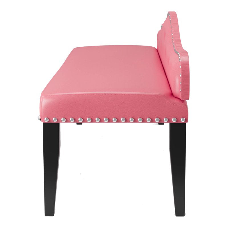 Contemporary Faux Leather Upholstered Bench - Pink