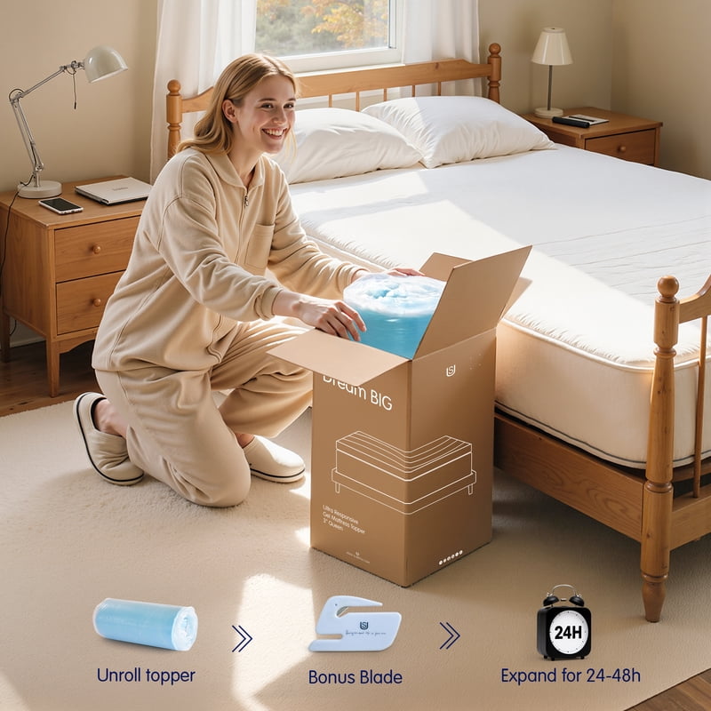 Twin Memory Foam Mattress Topper - 3 Inch Gel Infused Cooling Support, Pressure Relief