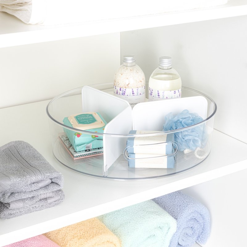 Clear Lazy Susan Turntable with Removable Dividers - 2 Pack