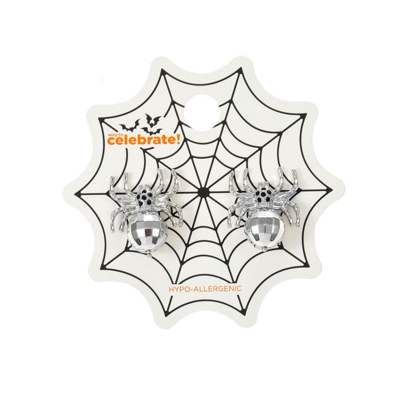 Halloween Disco Ball Spider Earrings - Lightweight Festival Jewelry - Variation: Spider