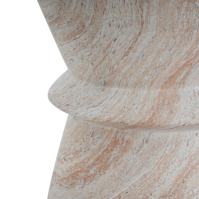 15.5" Outdoor Concrete Hourglass Side Table - Travertine Finish