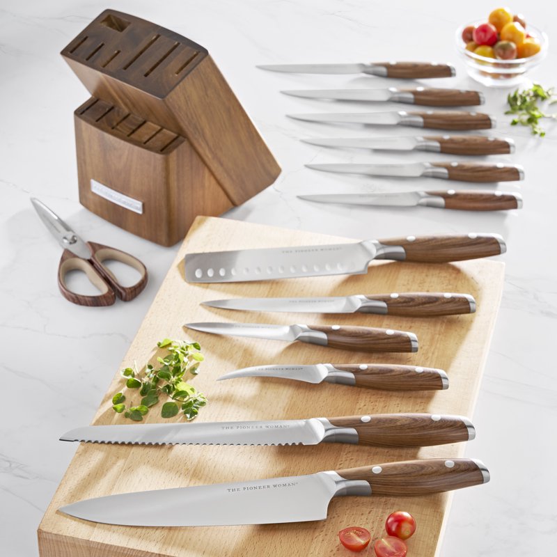 14-Piece Knife Block Set - Acacia Wood Kitchen Knives