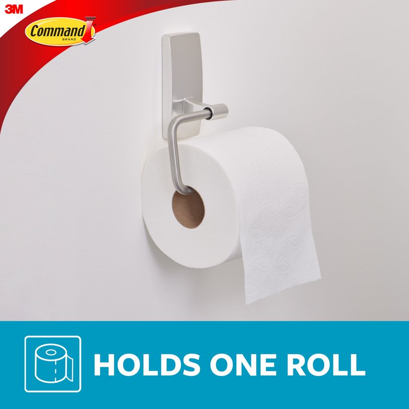 Command Satin Nickel Toilet Paper Holder - Damage-Free Bathroom Organizer