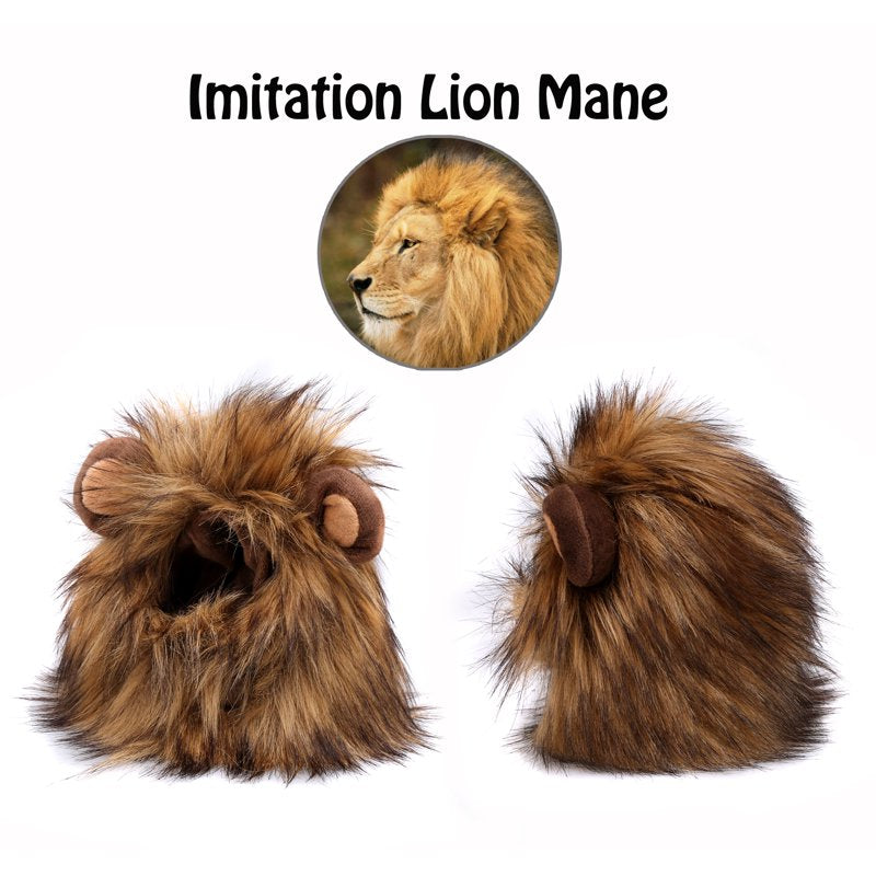 Lion Mane Wig for Cats - Small Size Brown Furry Pet Costume Accessory