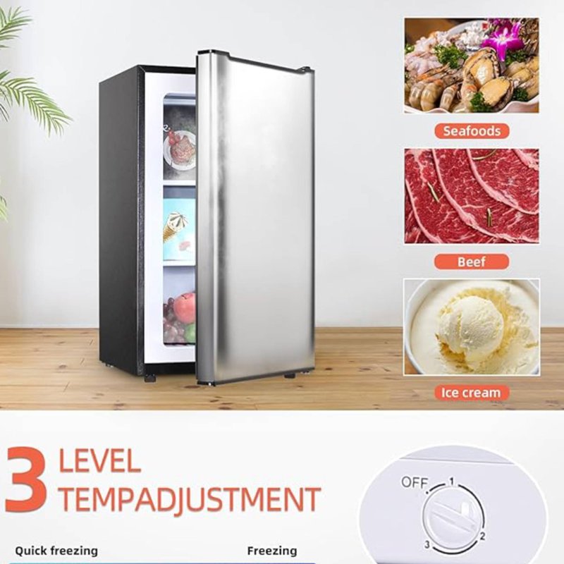 3.2 Cu. Ft. Silver Mini Upright Freezer with Adjustable Thermostat