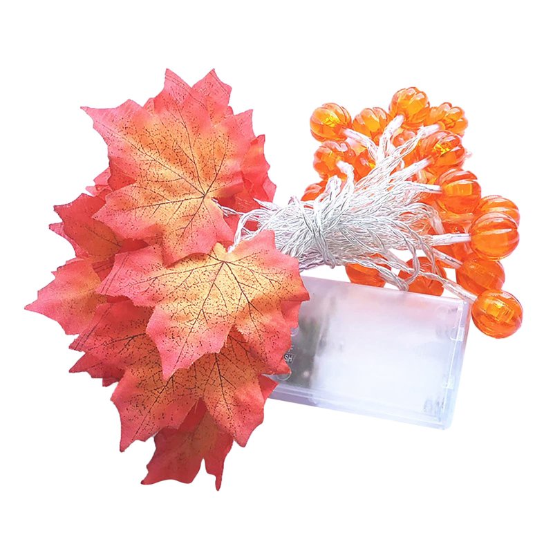 LED Maple Leaf Garland with Pumpkin Lights 19.6ft Fall Thanksgiving Decor