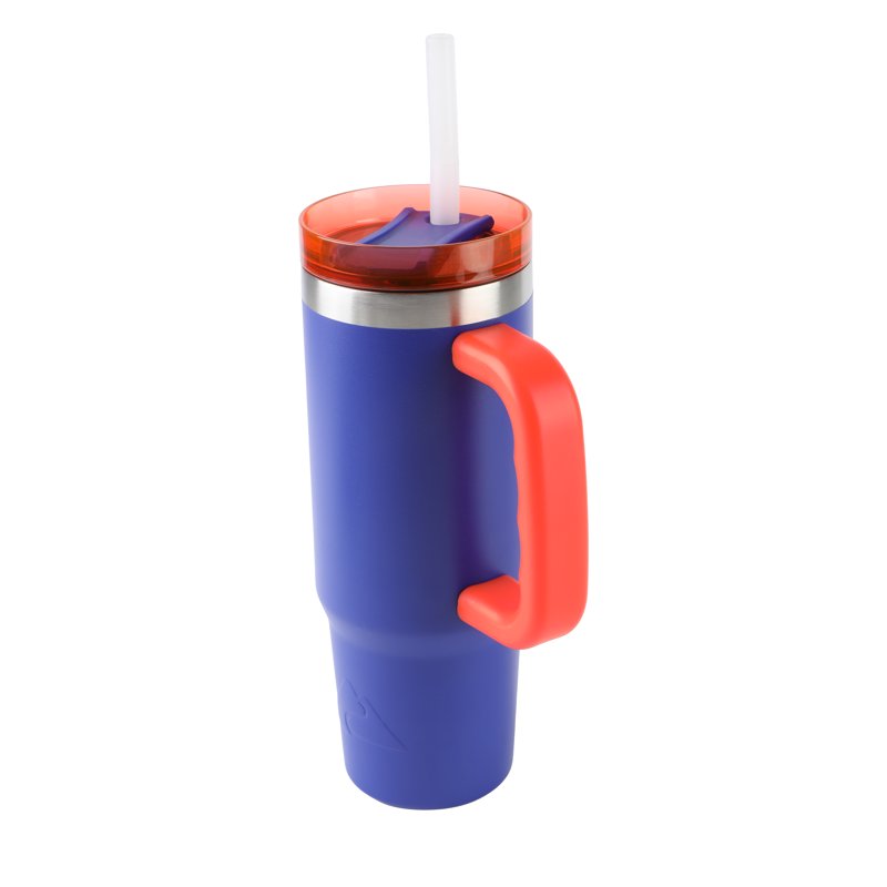 18 oz Insulated Stainless Steel Tumbler with Handle - Royal Blue & Bright Orange