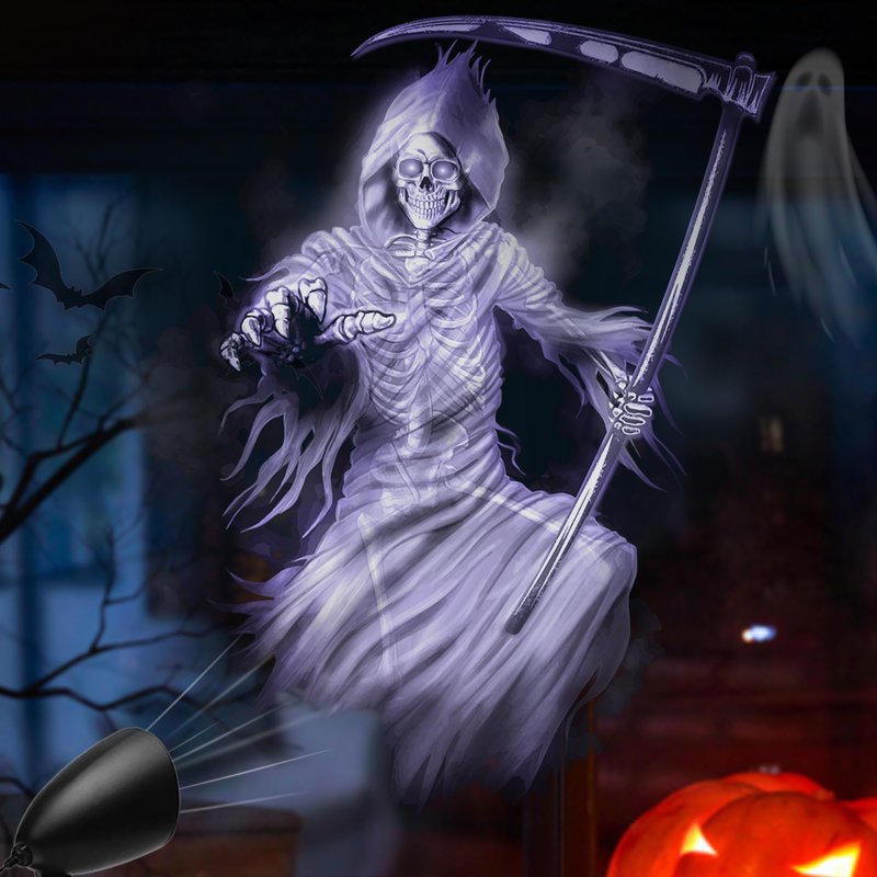 Outdoor Halloween Projector Lights - White Reaper 3D Dynamic Design with Timer