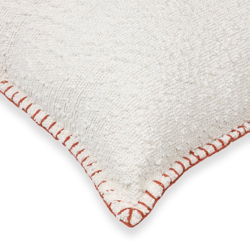 Decorative Throw Pillow - Ivory with Red Whipstitch Edging, 22 x 22 in - Mainstays, Variation 1
