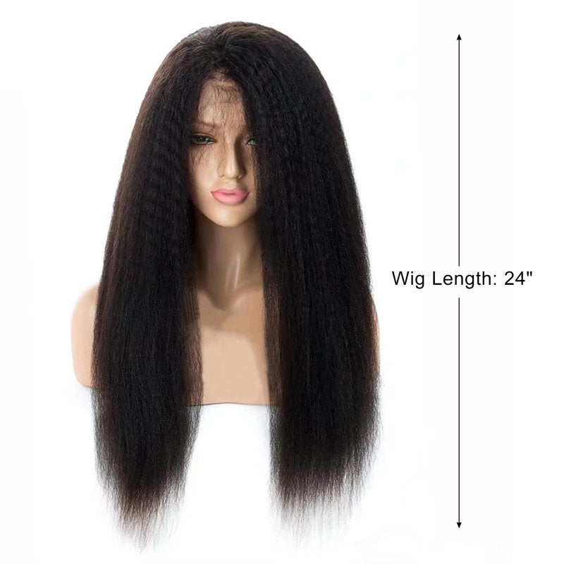 24-Inch Black Lace Front Wig - Heat Resistant Long Straight Hair