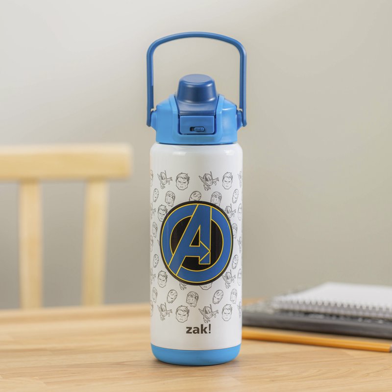 20oz Kids Straw Water Bottle - Stainless Steel Insulated Avengers White