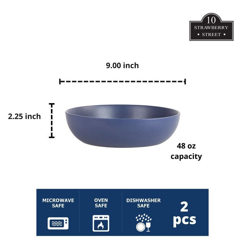 9" Matte Serving Bowl Set of 2 - Midnight Blue