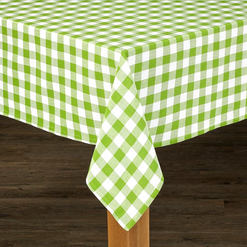 Buffalo Check Tablecloth - 100% Cotton, 70" Round - Black