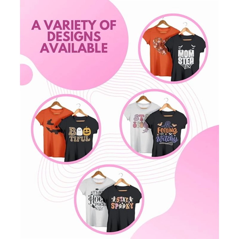 Halloween Printed Short Sleeve T Shirt for Women, Spooky Pumpkin Design, S-2XL - PrintF