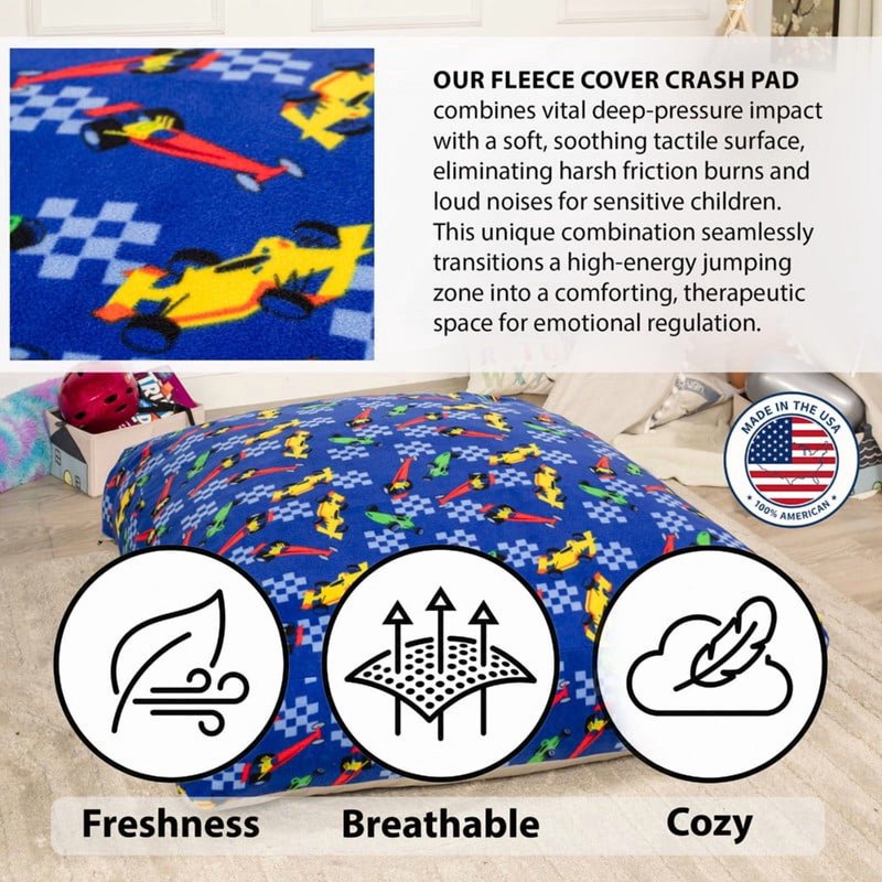 Sensory Crash Pad for Kids & Adults - 48" x 72" Blue Cars