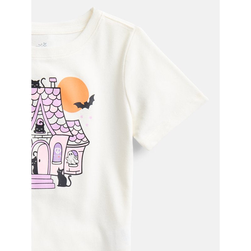 Toddler Halloween Graphic Tee - Ivory Cream, 12 Months - Short Sleeve, Cute & Comfortable