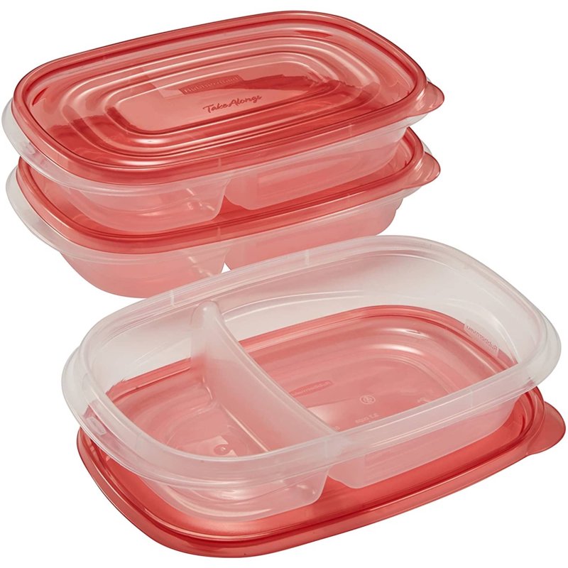 Divided Rectangular Food Storage Containers - 3.7 Cup, 3-Pack