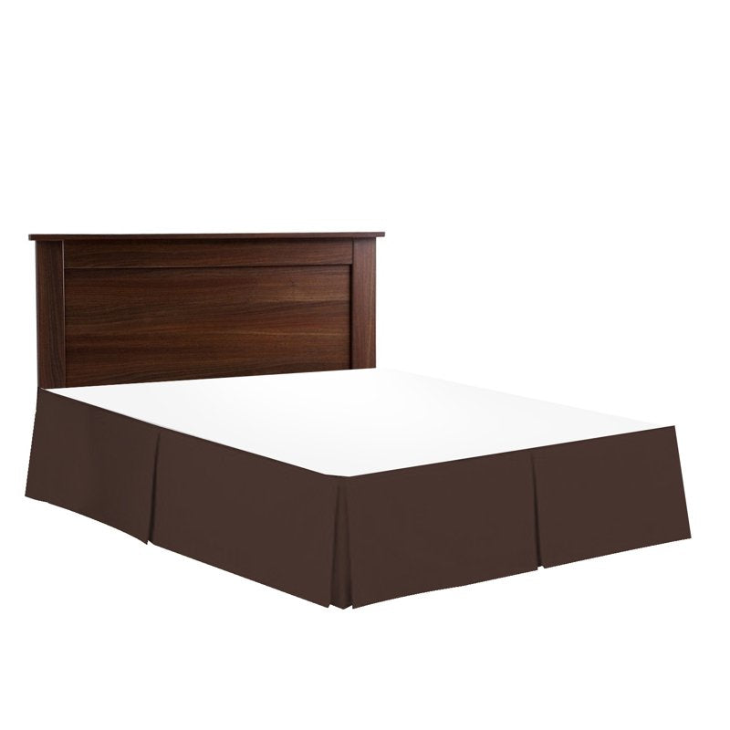 14-Inch Pleated Bed Skirt Dust Ruffle - Full XL, Chocolate Brown - Clara Clark