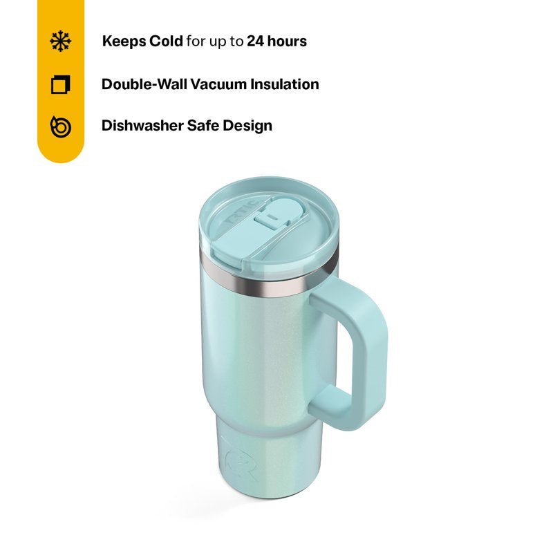 16 oz Leak-Proof Ceramic Lined Tumbler with Straw - Ice Glitter