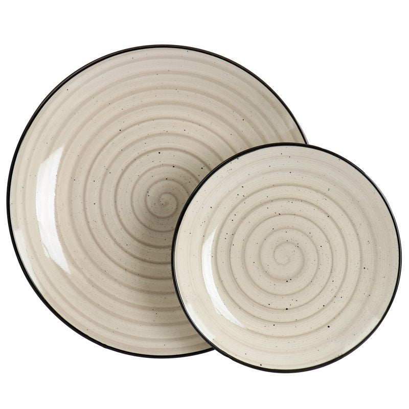 24 Piece Stoneware Dinnerware Set in Cream - Elama Gia