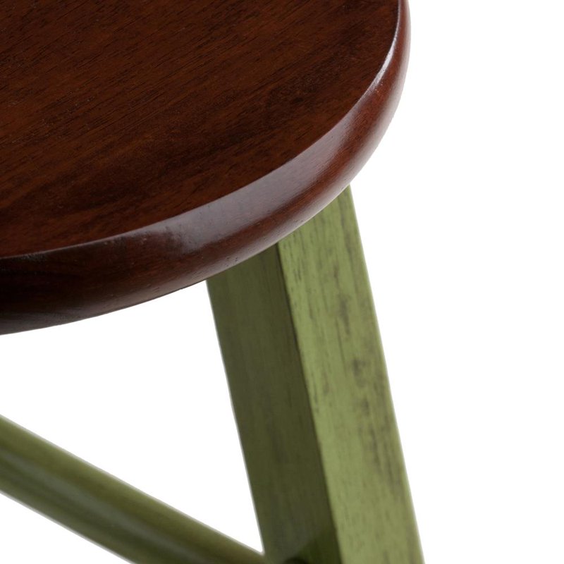 Rustic Green Bar Stool - 29" Ivy Collection with Walnut Seat