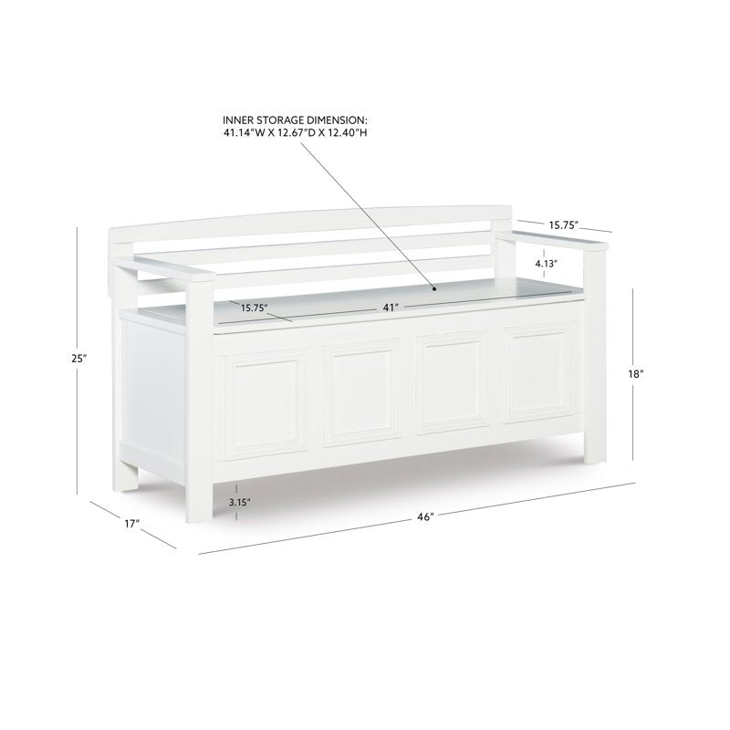 White Ladderback Storage Bench with Flip-Top Lid