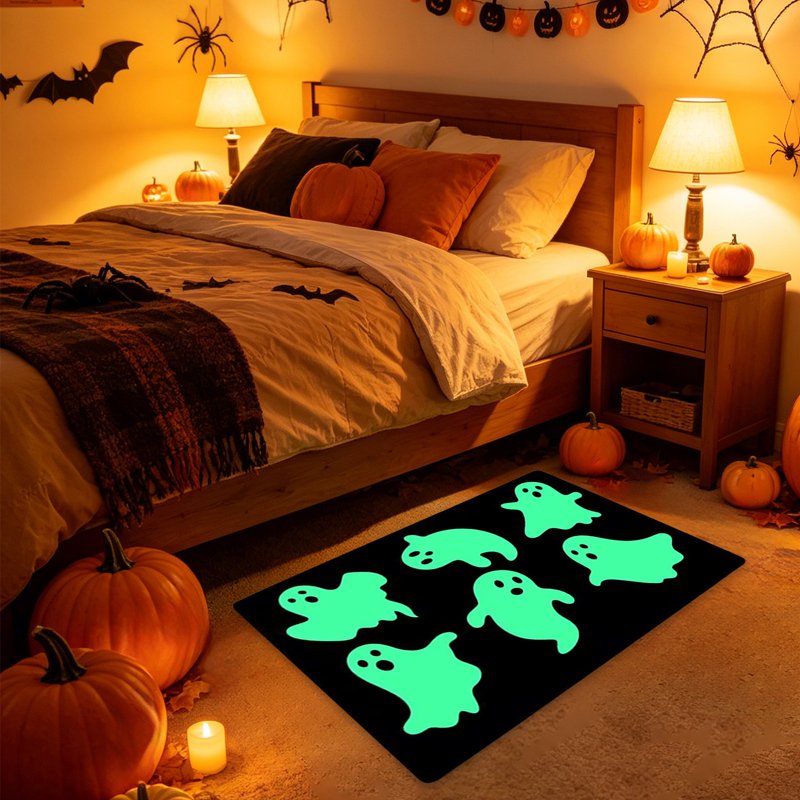 Halloween Doormat Ghost Mat - Soft Imitation Pashm Floor Rug with Secure-Grip Backing - Variation of THIS listing
