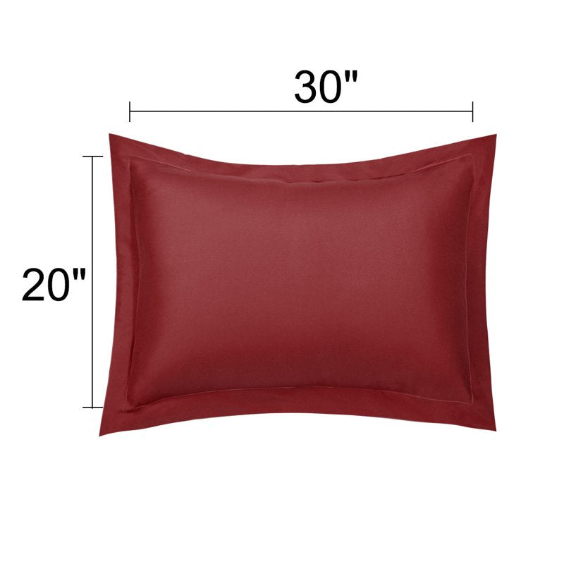 Queen Pillow Shams 2-Pack 1800 Microfiber 20x30 Inches - Red Variation
