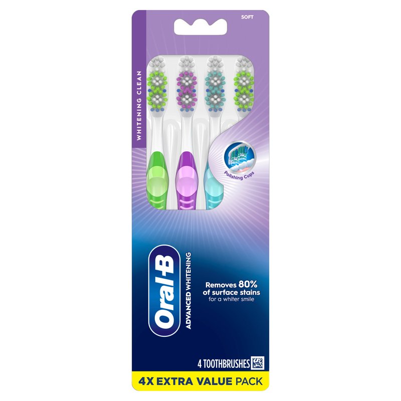 Advanced Whitening Manual Toothbrush - Soft Bristles, 4 Pack