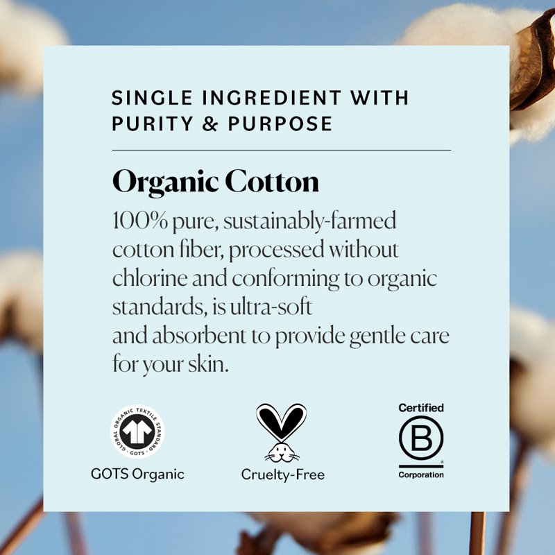 Organic Cotton Ovals - 100% Pure & Hypoallergenic Dual-Textured Pads, 60 Ct